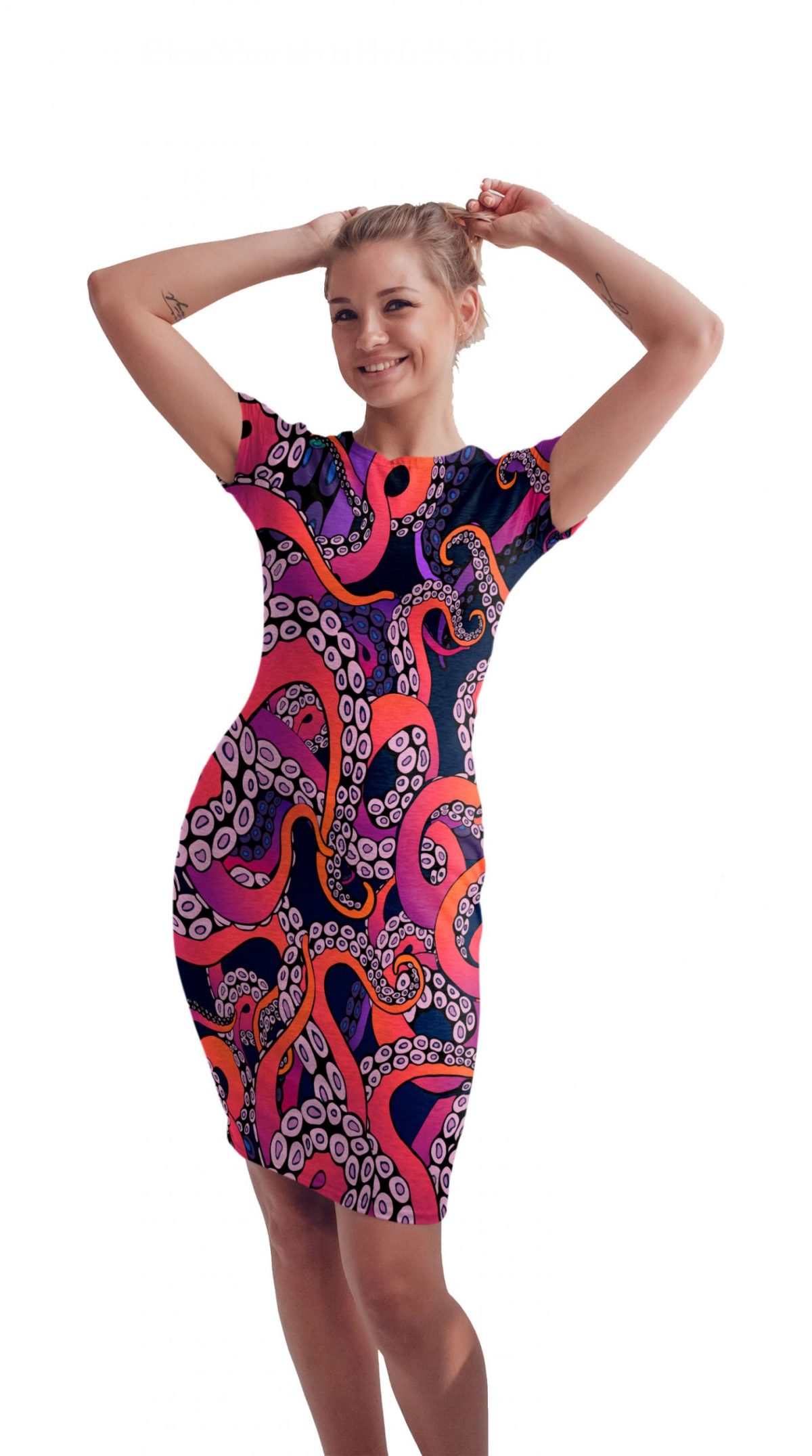 Vestido Sublimado Tentáculos De Colores