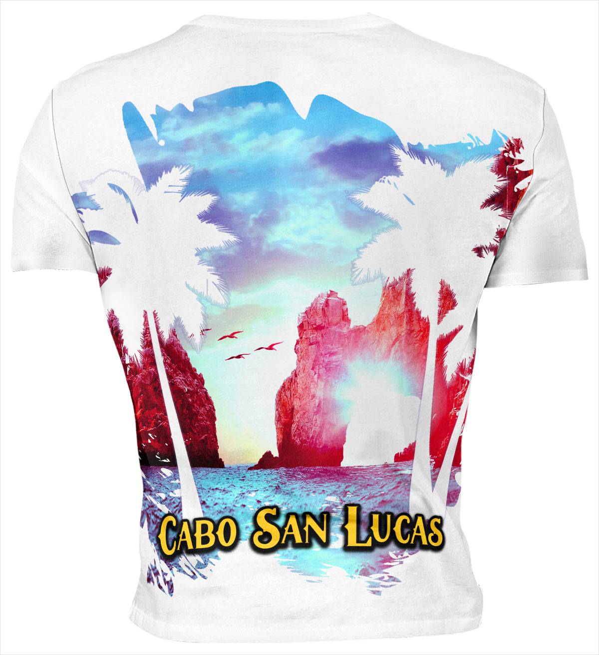 Playera Sublimada Full Print Cabo San Lucas Palmeras Blanca - Imagen 2