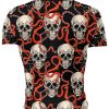 Playera Full Print Calaveras Serpiente Rayada Roja - Imagen 2