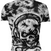 Playera Full Print Tie Dye Gris Calavera Gamer Hardcore - Imagen 2