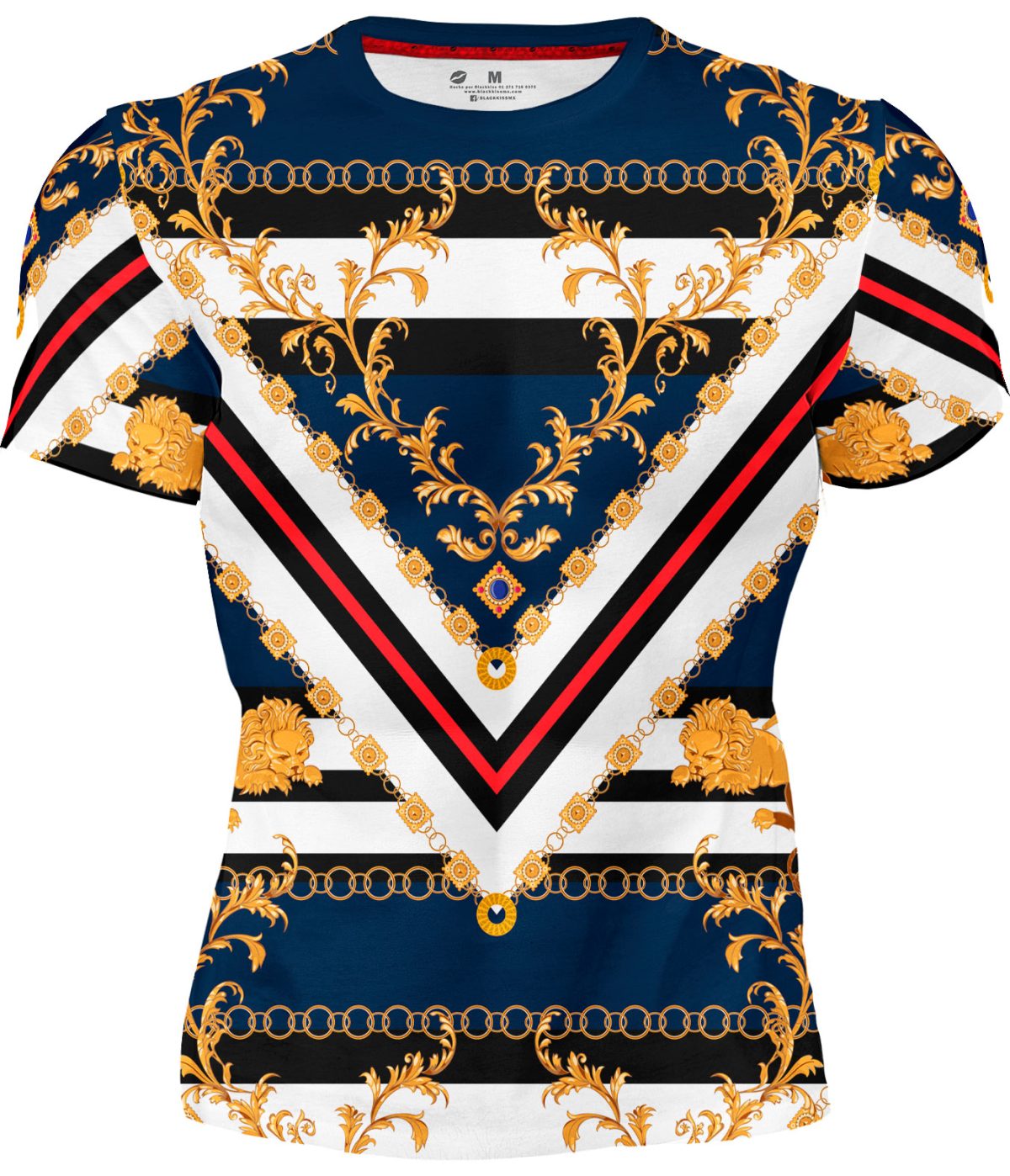 Playera Full Print Fancy Print Leones Ornamento Dorado