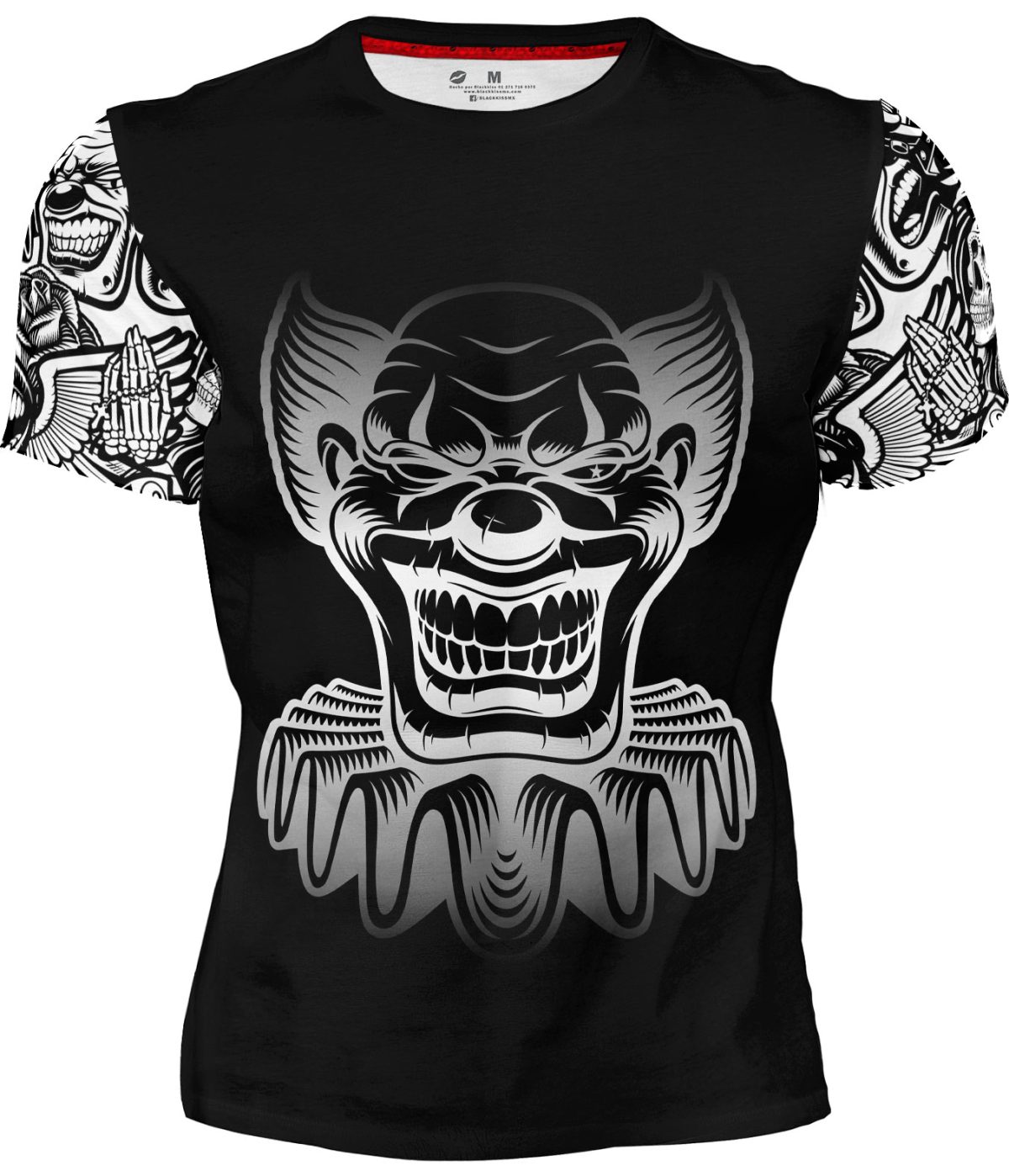 Playera Sublimada Full Print Pareja Payasos Diabólicos Calavera Gris