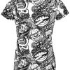 Playera Dama Full Print Payaso Calavera Ángel Gris Sonrisas - Imagen 2