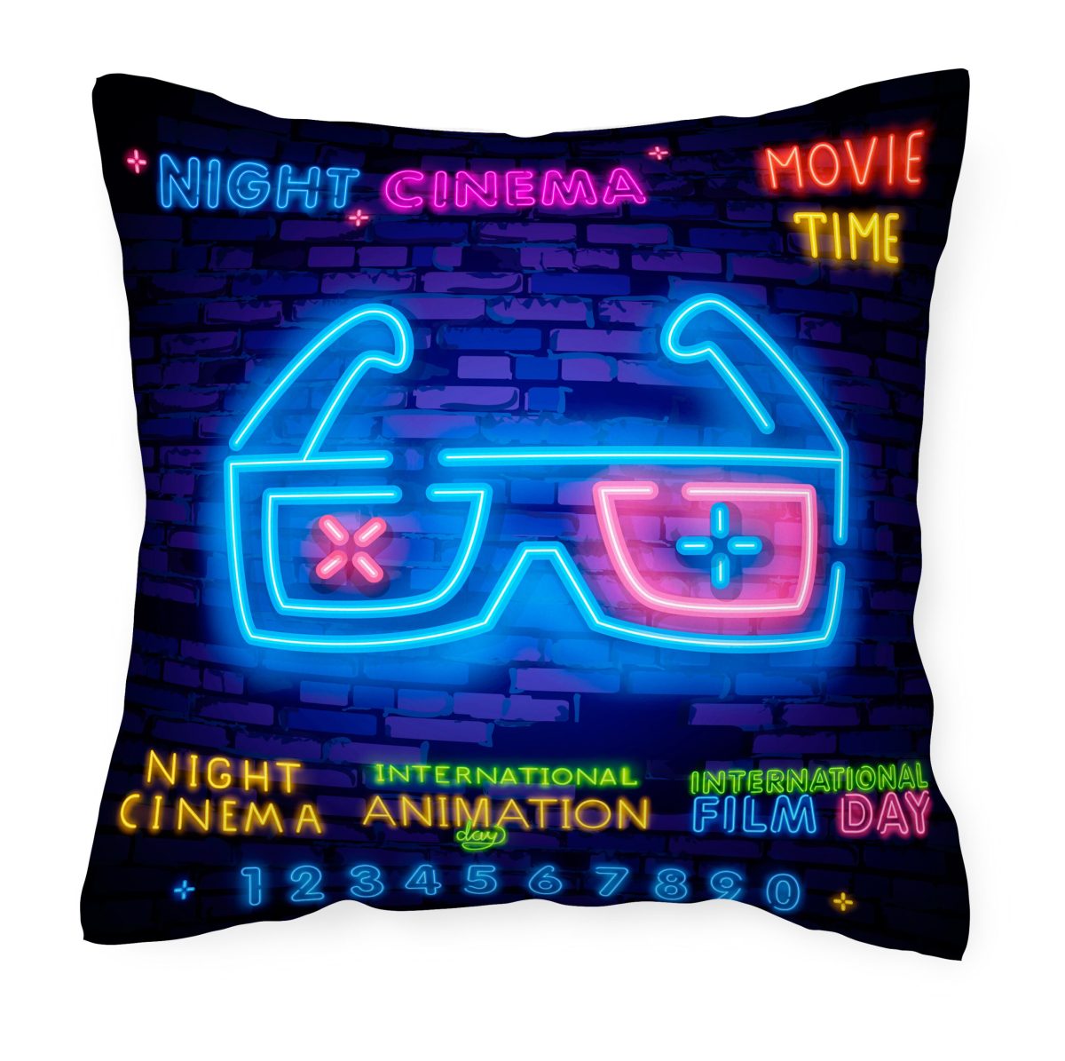 Cojín Tla Almohada Cinema Lentes 3d Cine Luces Neón