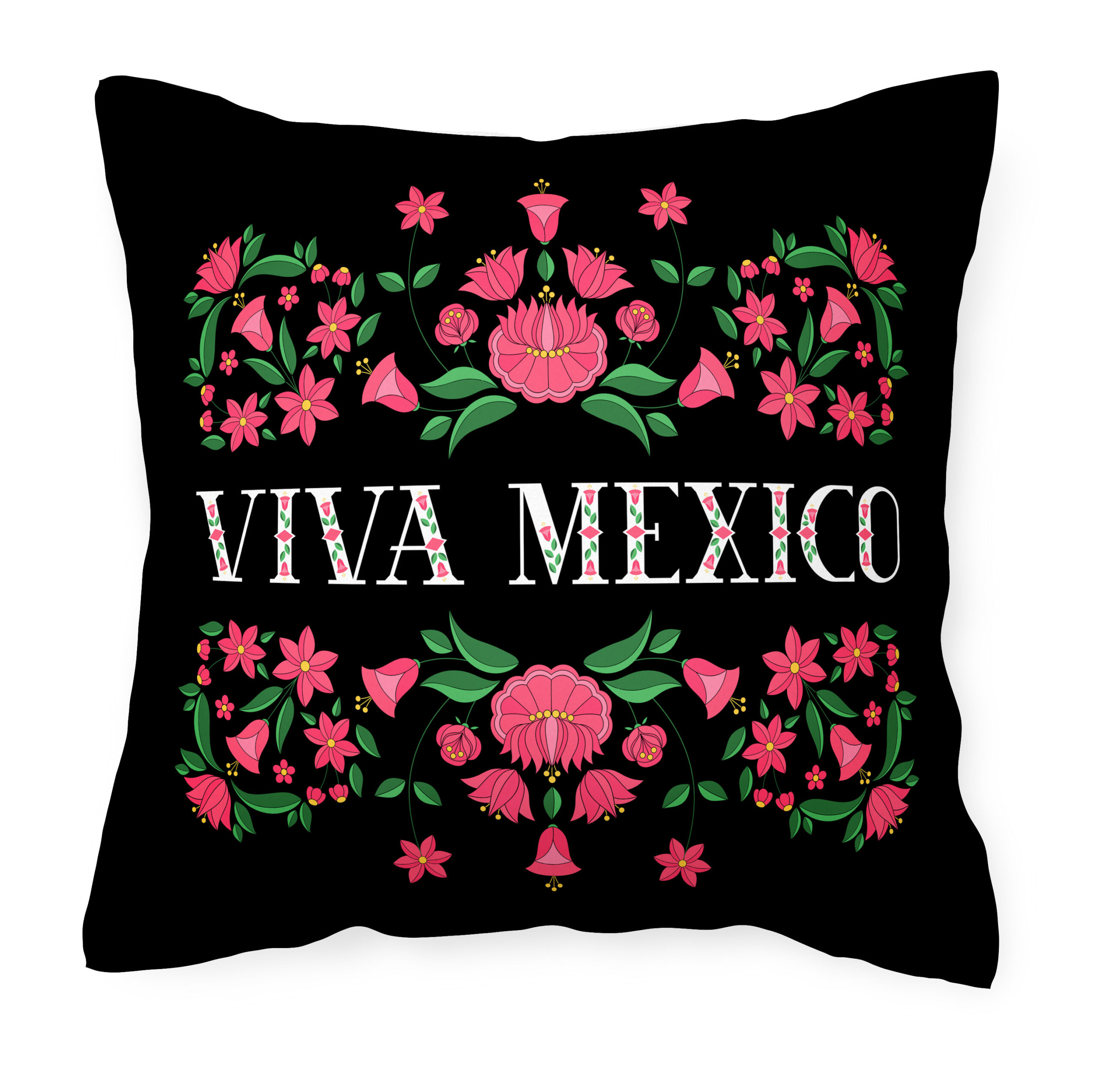 Cojín Tla Almohada Viva México Flores Rosas Decorado