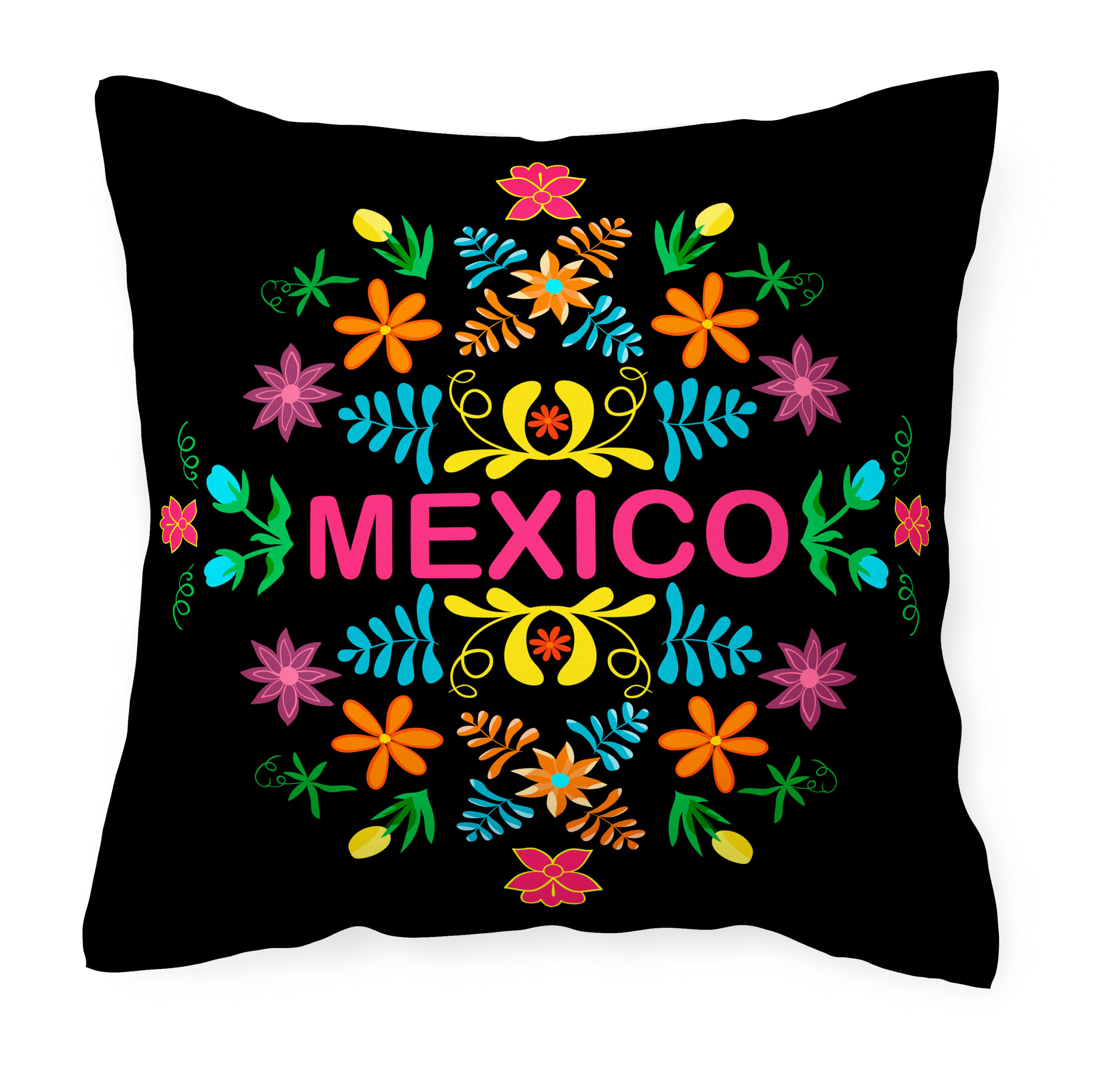 Cojín Tla Almohada Viva México Flores Mexicanas Colores