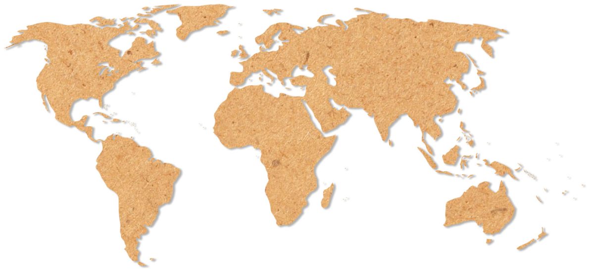 Decoracion Espacios Mapa Mundial Pared Madera Mdf 58x120 Cm