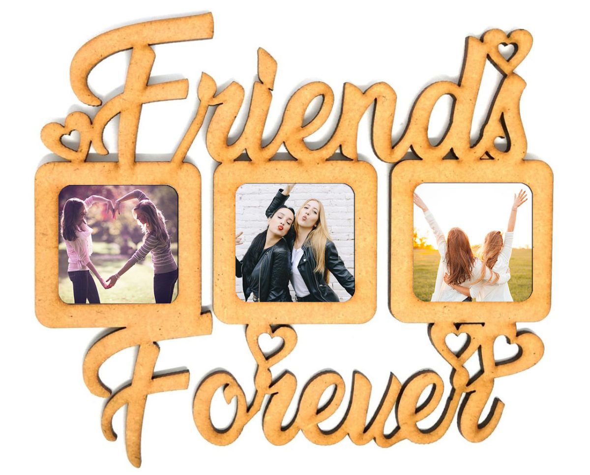 Porta Retrato Mdf Friends Forever 3 Fotos 10x10