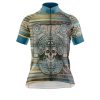 Jersey Ciclismo Manga Corta Maillot Mtb Calavera Adornada Corona Rayas - Imagen 3