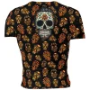 Playera Sublimada Full Print Pareja  Calavera Skull Flor Cempasuchilt - Imagen 3