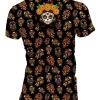 Playera Sublimada Full Print Pareja  Calavera Skull Flor Cempasuchilt - Imagen 5