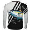 Playera Jersey Pesca Deportiva M Larga Pez Tuna Blanco Negro - Imagen 2