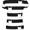 Playera Full Print Dama Rayas Negras Gatitos Blancos - Imagen 2