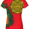 Playera Full Print Dama Calavera Penacho Rojo - Imagen 2