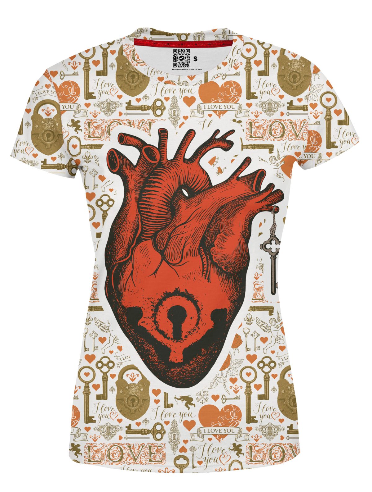 Playera Full Print Dama Corazón Llave