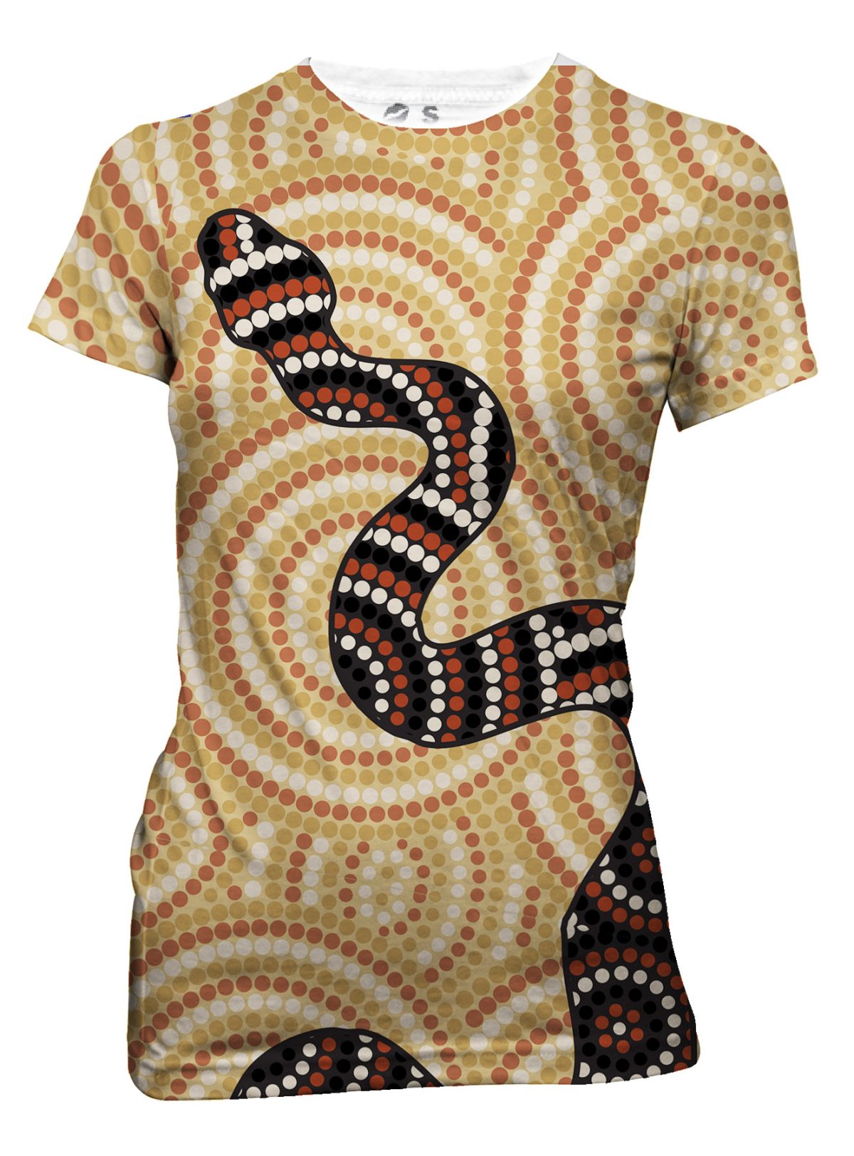Playera Full Print Dama Serpiente Coral Negra Con Rojo