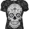 Playera 1-CALAVERA-BLANCA-fondo NEGRO-MC-C0008 - Imagen 2