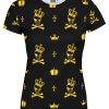 Playera Full Print Dama Front Calavera 040 Calaveras King Doradas - Imagen 2