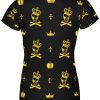 Playera Full Print Dama Front Calavera 040 Calaveras King Doradas - Imagen 3