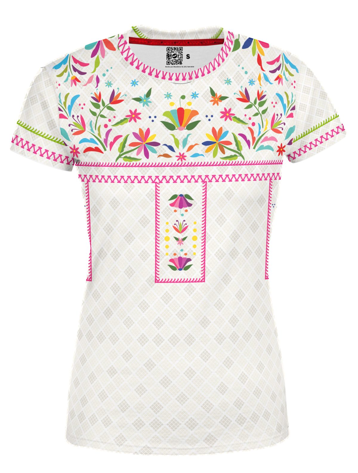 Playera Full Print Dama BLANCA FLORES FOLKLOR MEXICO COLOR