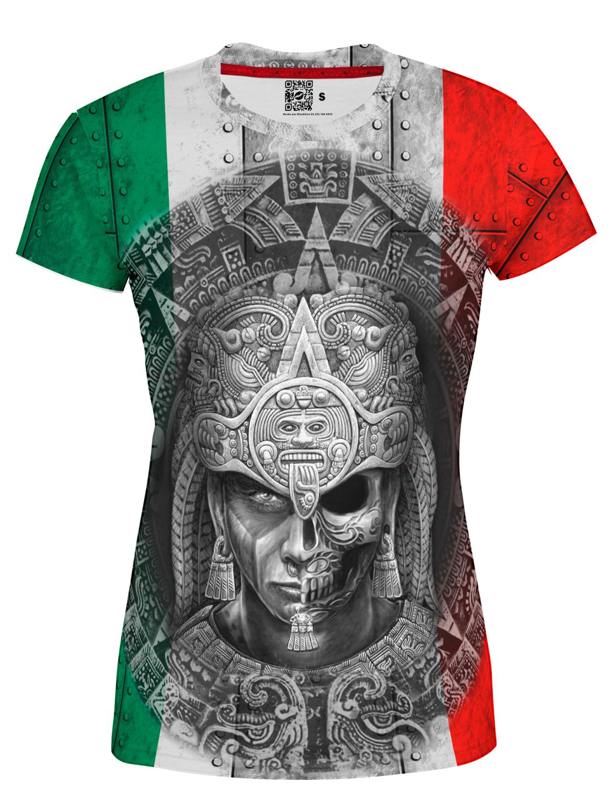 Playera Full Print Dama Azteca Bandera México 030