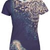 Playera Full Print Dama Azteca-prehispánico azul - Imagen 2