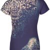 Playera Full Print Dama Azteca-prehispánico azul - Imagen 3