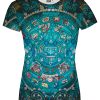 Playera Full Print Dama Prehispánico Azul 377 Calendario Bordado - Imagen 2