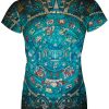 Playera Full Print Dama Prehispánico Azul 377 Calendario Bordado - Imagen 3