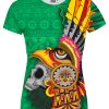 Playera Full Print Dama Calavera Guerrero Cuauhpipiltin Águila Penacho Verde - Imagen 2