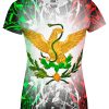Playera Full Print Dama bandera de México moderna neón - Imagen 2