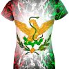 Playera Full Print Dama bandera de México moderna neón - Imagen 3