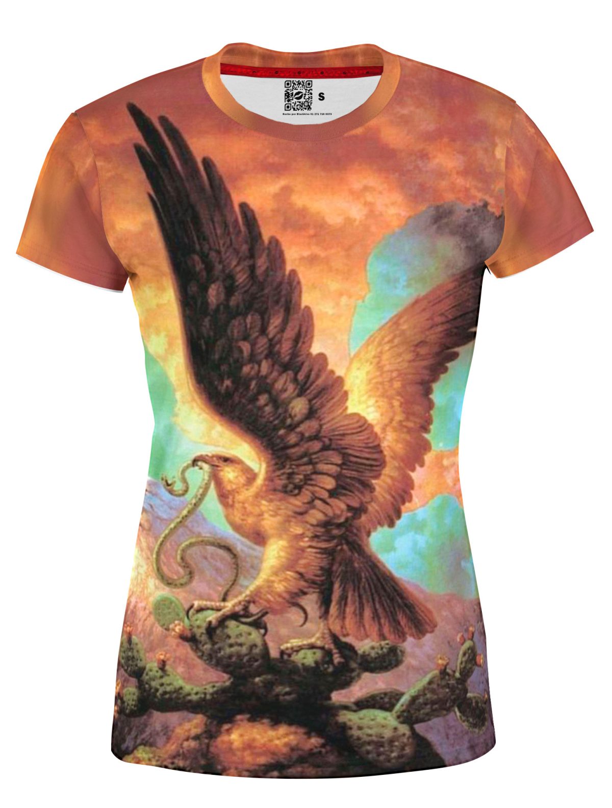 Playera Full Print Dama BANDERA MEXICO 254 AGUILA CAFE