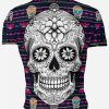 Playera 5-dia-de-muertos-calavera bordado rosa C0005 - Imagen 3