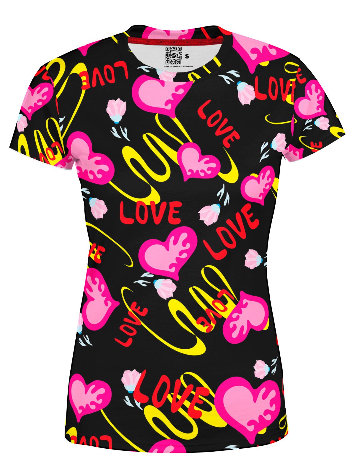Playera Full Print Dama  San-Valentín Amor Corazones Color Rosa 56