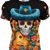 Playera 7-CABALLERO-MC-DIA-DE-MUERTOS-CALAVERA-SOMBRERO-AZUL-C0004 - Imagen 2
