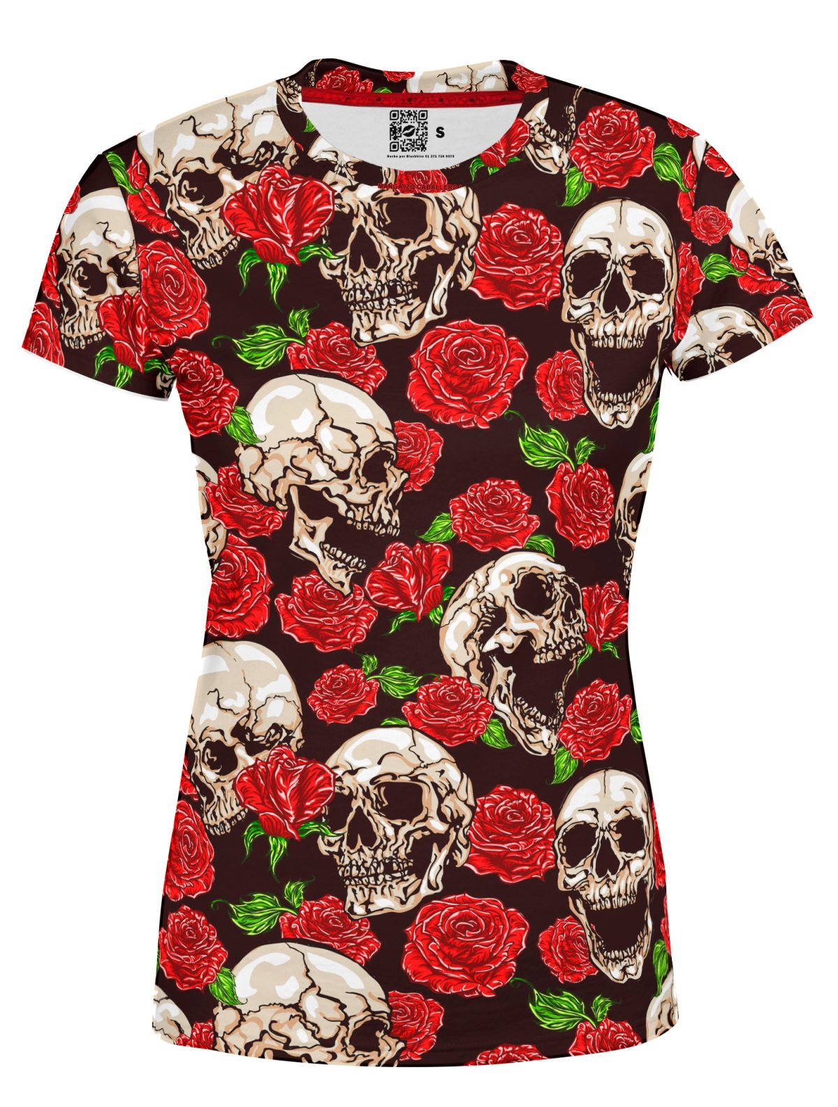 Playera Full Print Dama CALAVERA SKULL CRANEOS ROSAS