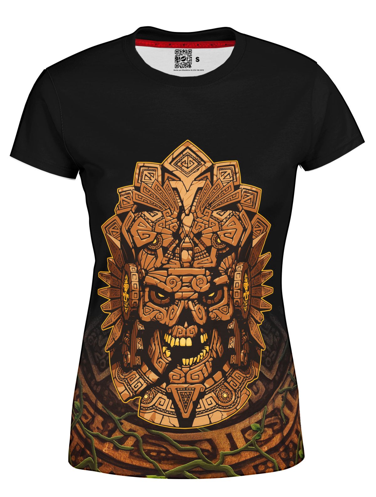Playera Full Print Dama Prehispánico Calavera Piedra