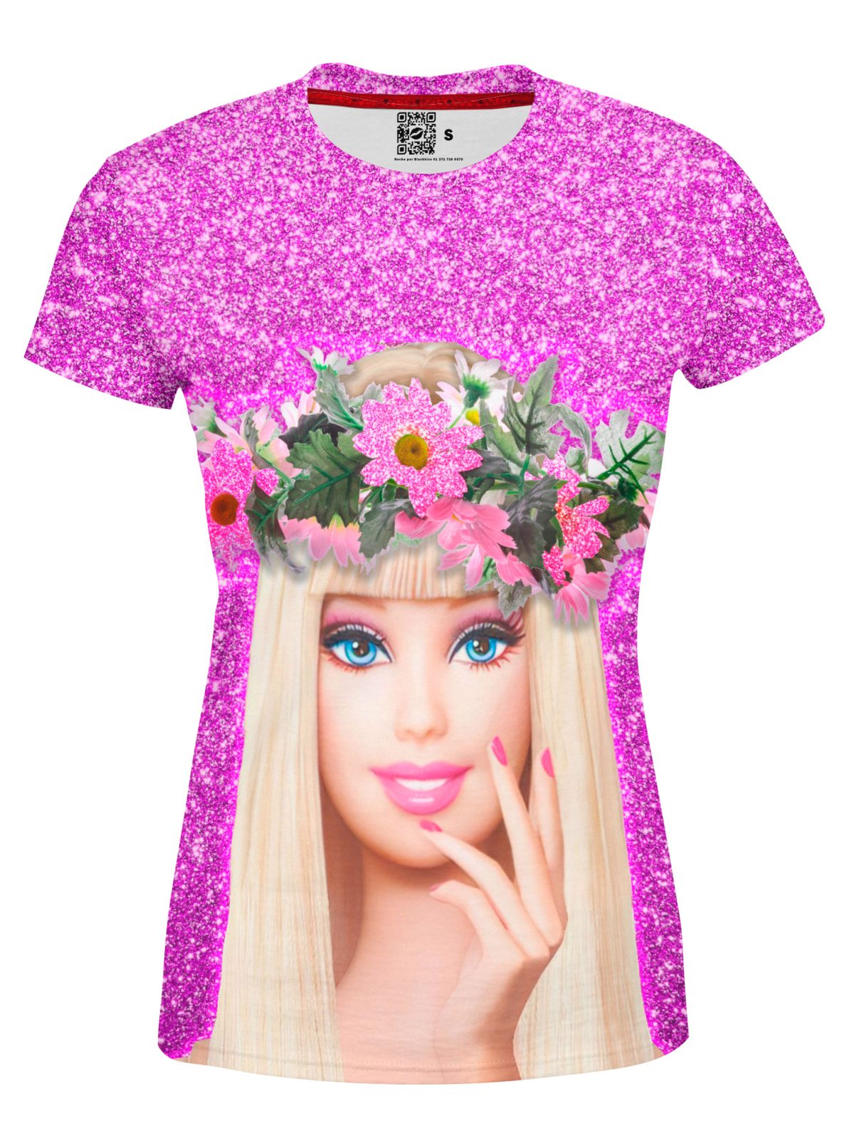 Playera Full Print Dama Barbie Corona Flores 1