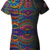 Playera Dama Manga Corta Calavera Mandala Tribal Colores - Imagen 2