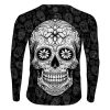 Playera Caballero Manga Larga Calavera Blanca Fondo Negro C0008 - Imagen 2