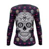 Playera Dama Manga Larga Calavera Bordado Rosa C0005 - Imagen 2