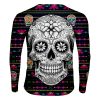 Playera Caballero Manga Larga Calavera Bordado Rosa C0005 - Imagen 2