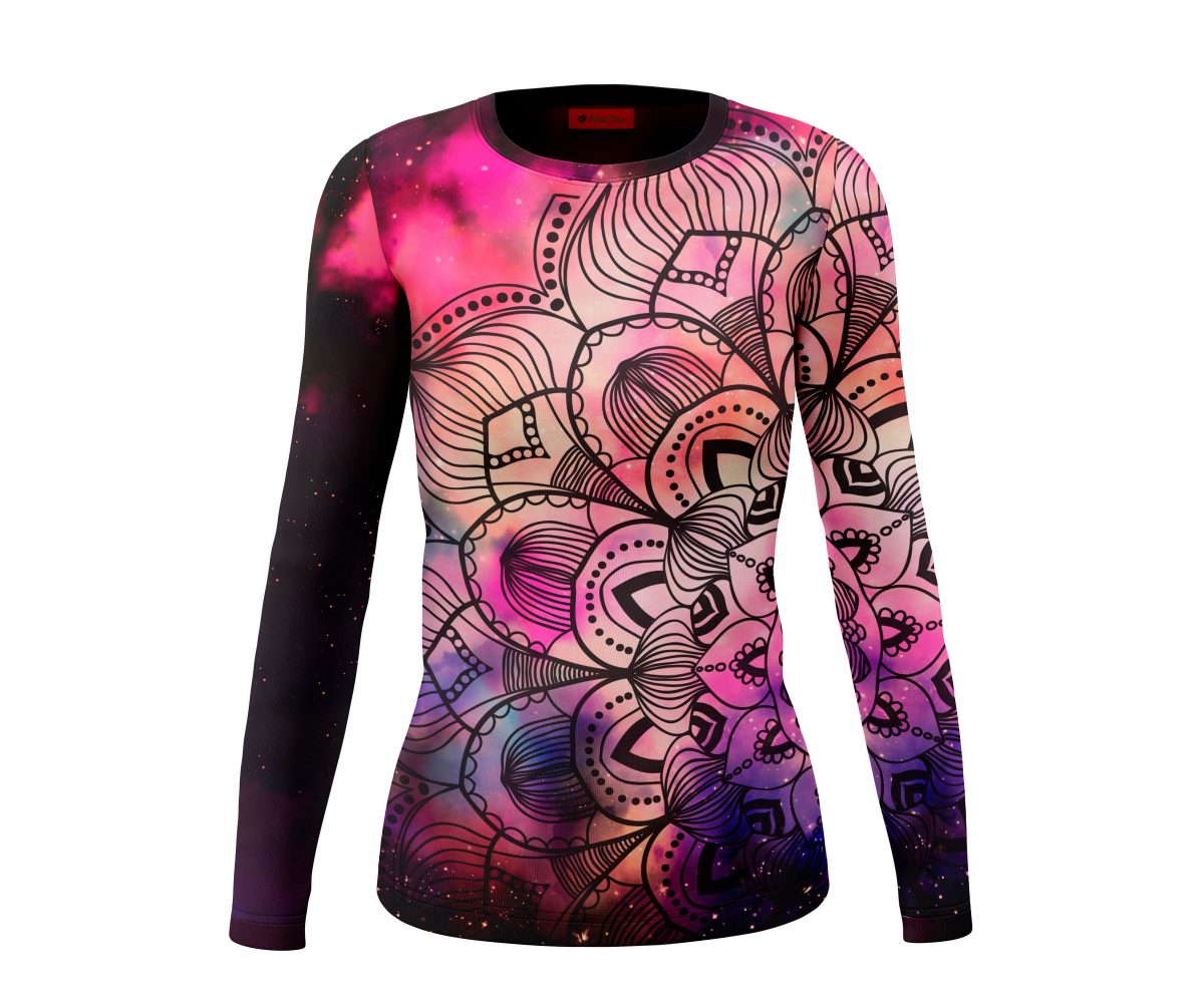 Playera Dama Manga Larga Mándala Rosa Yoga 116 ML