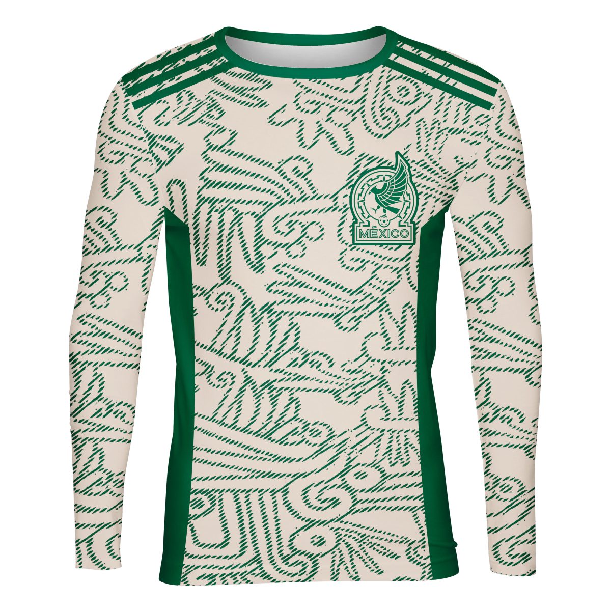 Playera Caballero Manga Larga Qatar 22 Verde Equipo Futbol Prehispánico