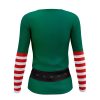 Playera Dama Manga Larga Duende Verde Rayas Rojas C0032 - Imagen 2