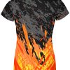 Playera Dama Manga Corta Rayas Naranjas L0006 - Imagen 2