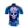 Jersey Ciclismo Manga Corta Maillot Mtb Calavera Rosas y Flores Azules C0007 - Imagen 2