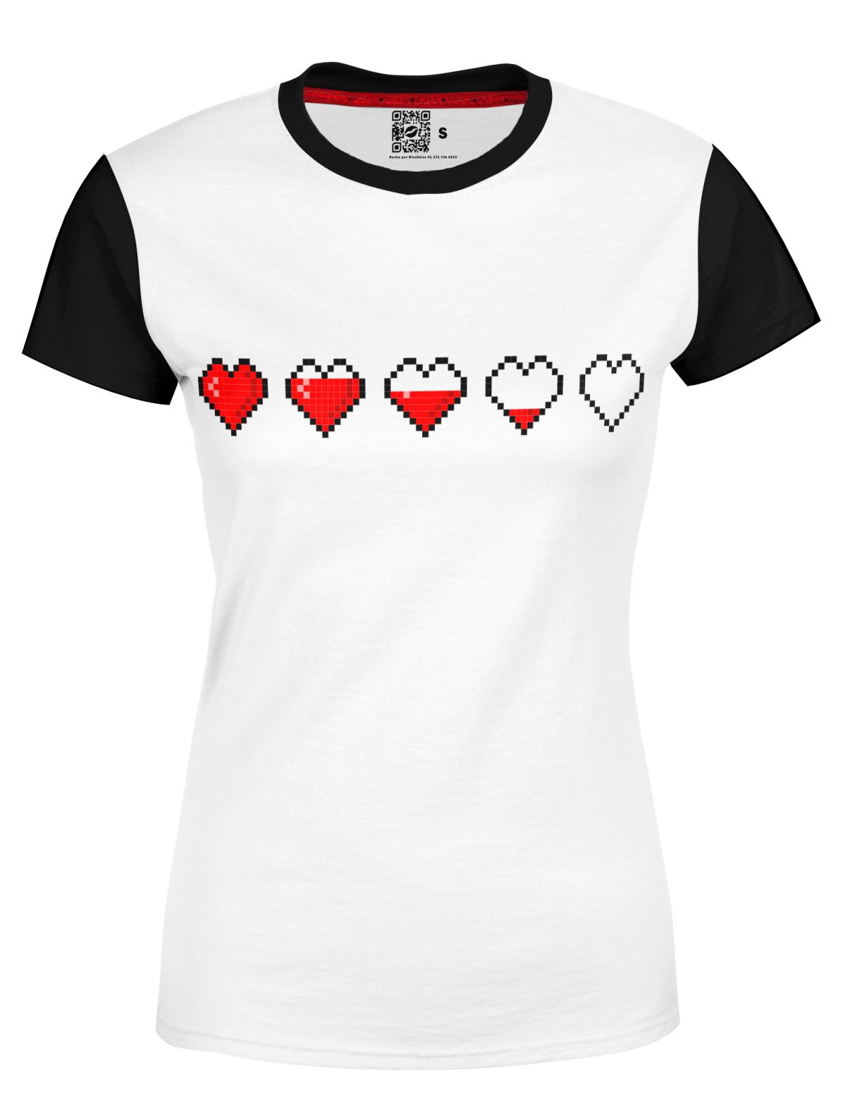 Playera Dama Manga Corta Corazones Cuadrados L0012