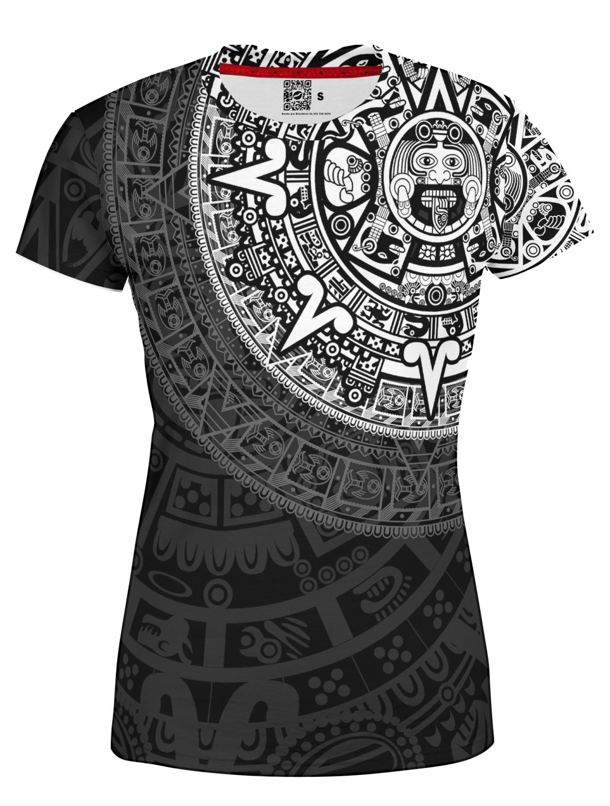 Playera Dama Manga Corta Calendario Prehispánico Negro